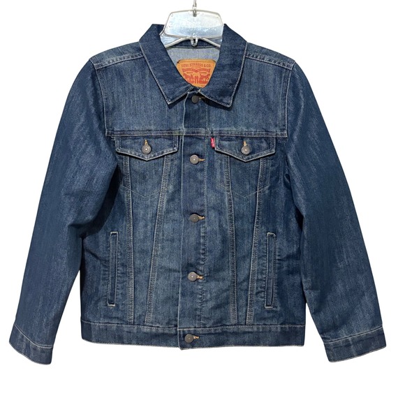 Levi's Other - Levis Girls Denim Trucker Jacket Medium Wash Blue 7747-M7G Size M 10-12 YRS